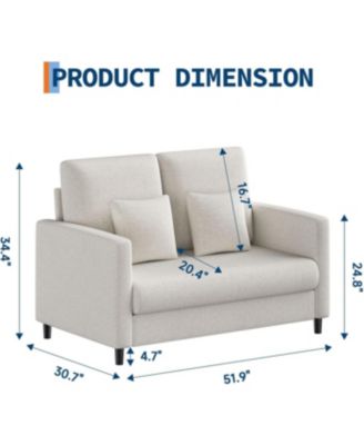 51" Loveseat Sofa, Teddy Fabric Small Couch for Living Room and Small Spaces
