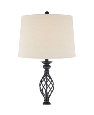 Annie Rustic Floor Lamp with Riser 67 1/2" Tall Iron Scroll Cream Hardback Drum Shade