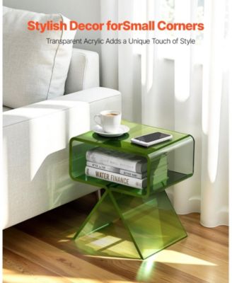 Acrylic Nightstand Side Table with Storage Shelf for Bedroom