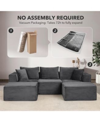 107" Cloud Sectional Sofa, U-Shaped Modular Couch with Chaise, Memory Foam