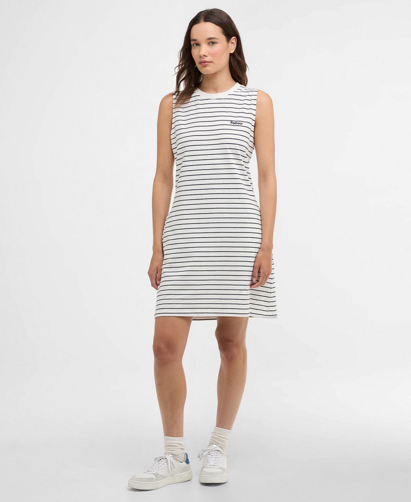 Женское платье Barbour Hartland Striped Sleeveless Mini, цвет: Облачный / Тёмно-синий — фото 1