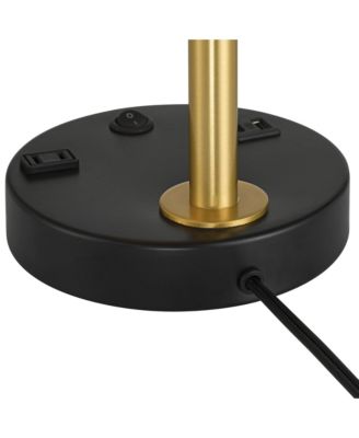 Keller 24" High Small Modern Desk Lamp USB Port AC Power Outlet  Brass Finish Metal Home Office Charging