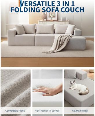 108" Modular Cloud Sectional Sofa, L-Shaped Couch with Chaise, Deep Seat, No Assembly