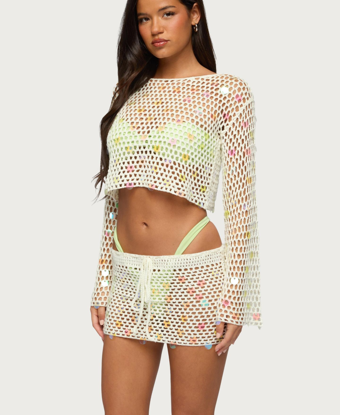 Женский топ Edikted Kirah Sequin Crochet — фото 4
