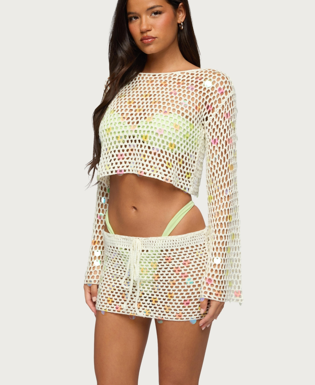Edikted Women's Kirah Sequin Crochet Top