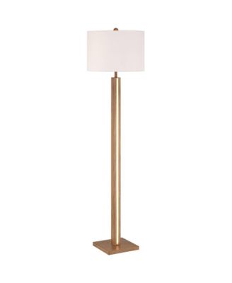 Brookline Farmhouse Rustic 63" Tall Standing Floor Lamp Column with LED Side Light  Wood Walnut Finish