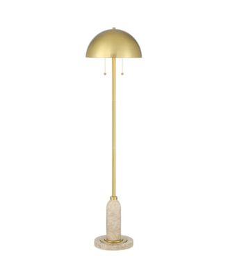 Medbury Mid Century Modern 61 1/2" Tall Standing Floor Lamp Pull Chain Gold Metal Brass Finish Dome Shade