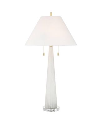 Regina 33" Tall Large Modern End Table Lamp 2-Light Pull Chain Finish Glass Single Living Room Bedroom