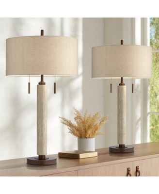 Hugo 28 1/2" Tall Rustic End Table Lamps Set of 2 USB Port Pull Chain