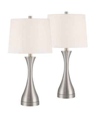 Koncave 24 1/2" High Modern Table Lamps Set of 2 Brushed Nickel Finish Metal Shade Living Room Bedroom