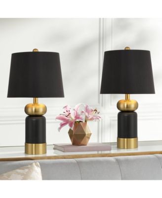 Anthem 19" High Small Modern Accent Table Lamps Set of 2 Brass Finish Metal Shade Living Room Bedroom