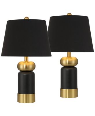 Anthem 19" High Small Modern Accent Table Lamps Set of 2 Brass Finish Metal Shade Living Room Bedroom