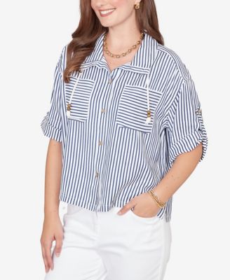 Ruby Rd. Petite Beaded Seersucker Portrait Collar Jacket - Macy's