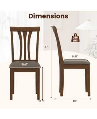 Set of 2 Linen Upholstered Wooden Dining Chairs with Rubber Wood Frame