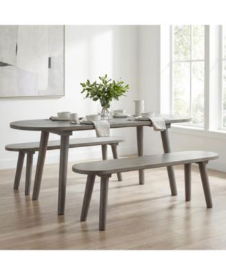 Solid Wood Farmhouse Dining Bench with Rubber Wood Legs