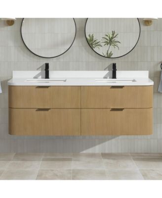 Chantal 60" Floating Bathroom Vanity Oak