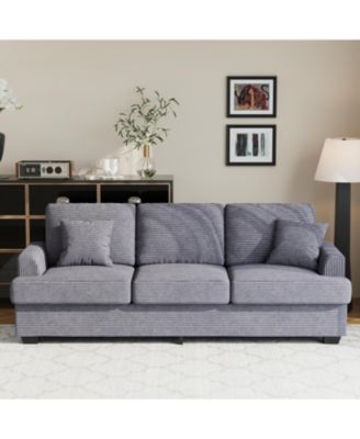 86" Corduroy Sofa, Modern Deep Seat Couch with Pillows and Removable Cover