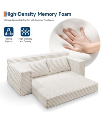 75" Convertible Sofa Bed, Boneless Futon Couch with 2 Pillows, Pull-Out Loveseat Sleeper, No Assembly