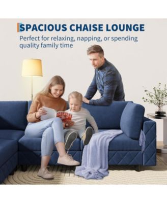 103" Modular Sectional Sofa, L-Shaped Velvet Cloud Couch, 4-Seat Upholstered Sofa