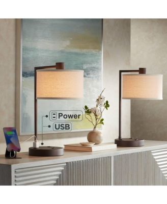 Colby 21" High Modern Desk Lamps Set of 2 USB Port AC Power Outlet Smart Socket