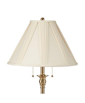 Dyna Traditional 58" Tall Standing Floor Lamp Pole Pull Chain Antique Brass Finish Pleated French Shade
