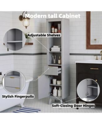 Tall Storage Cabinet, Adjustable Shelves with One Drawer and Door, Versatile for Bathroom