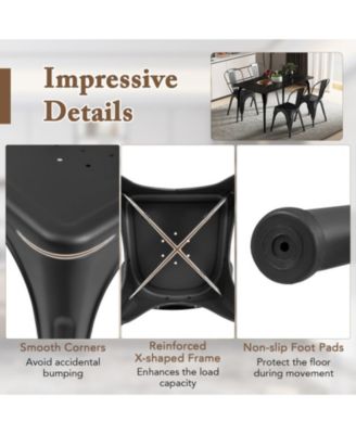 Set of 4 Metal Dining Chairs with Removable Backrest