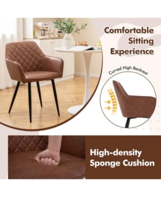 Set of 2 Leisure Dining Chairs with Curved Backrest and Wide Seat