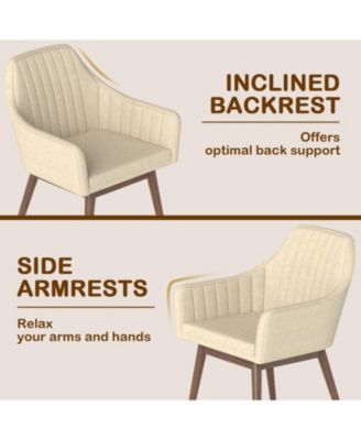 Set of 2 Upholstered Accent Dining Chairs with Padded Seat and Armrests