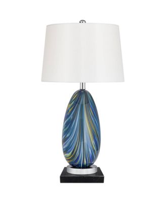 Pablo Modern Table Lamp with Square Marble Riser 27" Tall  Art Glass  Shade for Bedroom Living Room Bedside