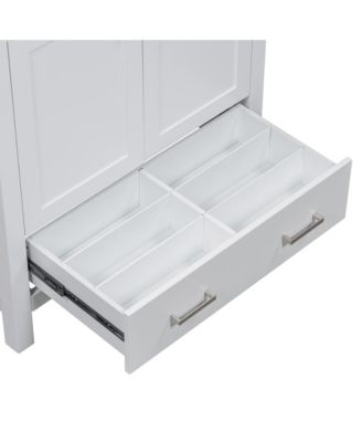 30" White Bathroom Vanity with Single Sink, Soft-Close Undermount Sink, 2-Door Cabinet with Drawer, Solid Wood Frame