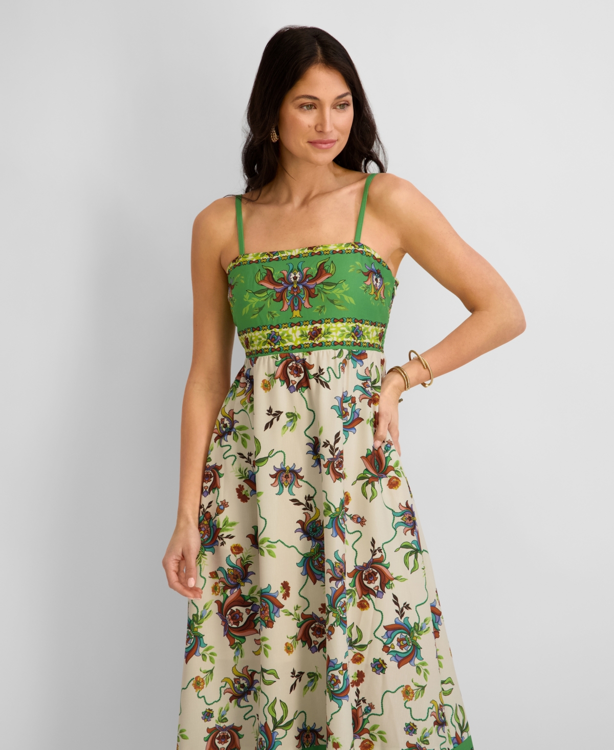 Siena Women's Printed Square-Neck Sleeveless Maxi Dress