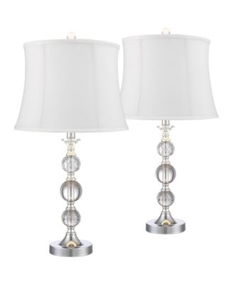 Solange 25" High Modern Luxe Table Lamps Set of 2 Finish Metal Stacked Crystal Living Room Bedroom