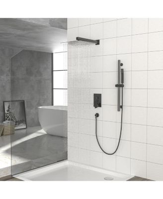 Shower System with Adjustable Slide Bar,12 Inch Wall Mounted Square Shower System with Rough-in Valve