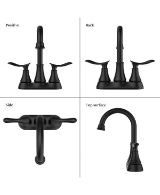 2-Handle 4-Inch Matte Bathroom Faucet, Bathroom Vanity Sink Faucets with Pop-up Drain and Supply Hoses
