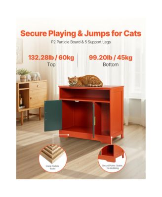 31 in Hidden Cat Litter Box Enclosure with Shelf Storage Modern Wooden Cabinet for Living Room