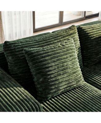 3-Piece U-Shaped Sectional Sofa Set With Pillows, Corduroy Convertible Couch