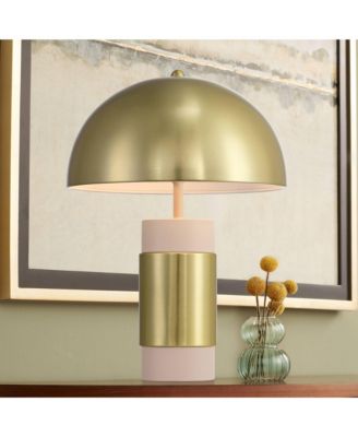 Delia 16" High Antique Brass Mushroom Accent Table Lamp Set of 2