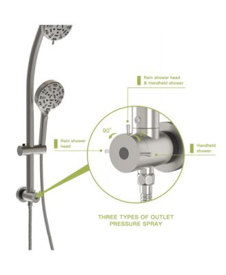 Multi Function Dual Shower Head - Shower System with 4.7" Rain Showerhead, 8-Function Hand Shower, Adjustable Slide Bar,Brushed Nickel