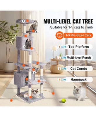 72 Inch Modern Cat Tree Tower with 2 Condos Sisal Scratching Posts Large Activity Center