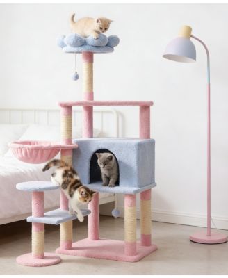 Flower Cat Tree With Large Condo Removable Cushion Hammock