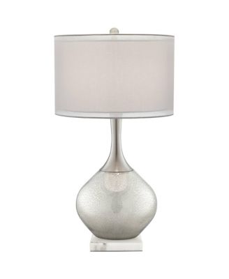 Swift Modern Table Lamp with SquareMarble Riser 30 1/2" Tall Glass Chrome Drum Shade for Bedroom Living Room House Home
