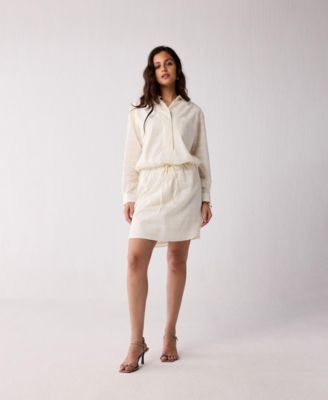 Women's Oversized Shirt Dress with Drawstring