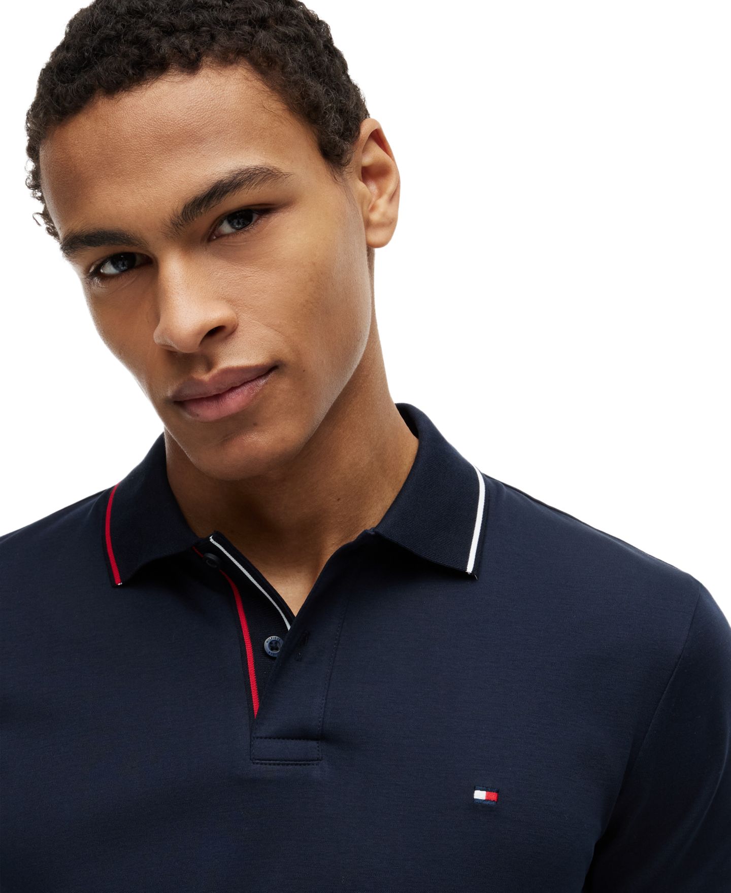 Мужское поло Tommy Hilfiger Slim-Fit Smooth Touch Tipped Polo Shirt, цвет: Пустынный небесно-голубой — фото 3