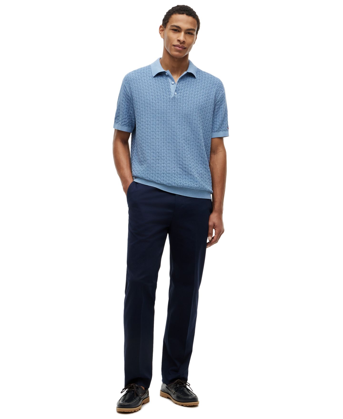 Мужские топы Tommy Hilfiger Textured Sweater Polo, цвет: Синий — фото 2
