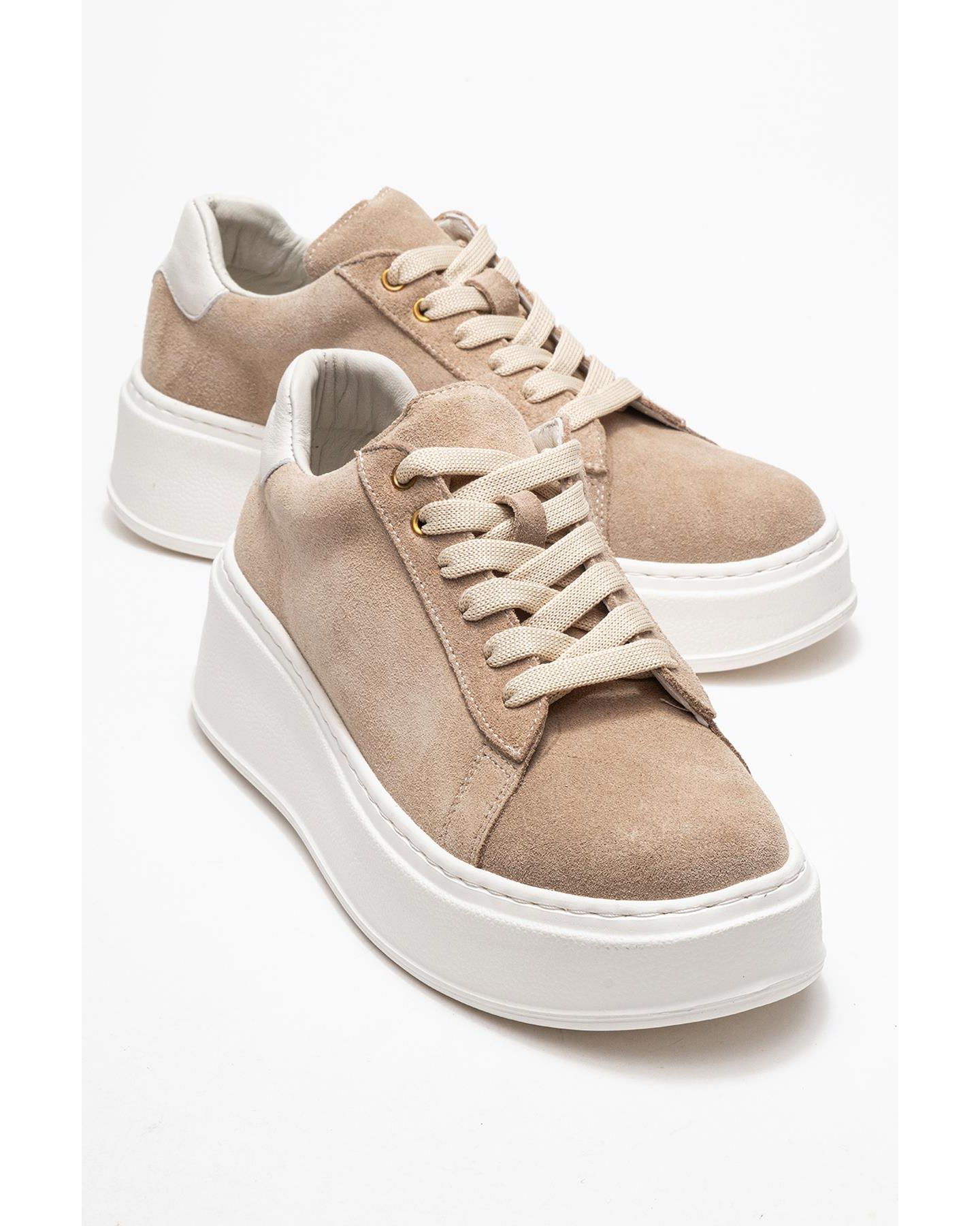 Женские кожаные кроссовки Forever & Always Shoes Paloma, цвет: Бежевый замшевый — фото 4