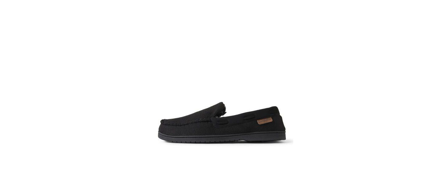 Мужские тапочки Dearfoams Keaton Twill House Shoe Moccasin Slipper, цвет: Чёрный — фото 5