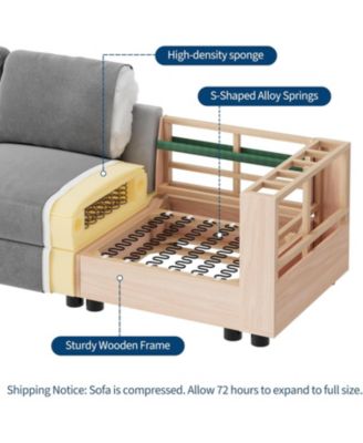 Modular Sectional Sofa L-Shaped Couch with Movable Ottoman- Convertible Chenille Sofa