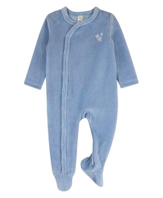 Baby Boys "Star Cluster" Cotton-Rich Mini-Ribbed Velour Footie