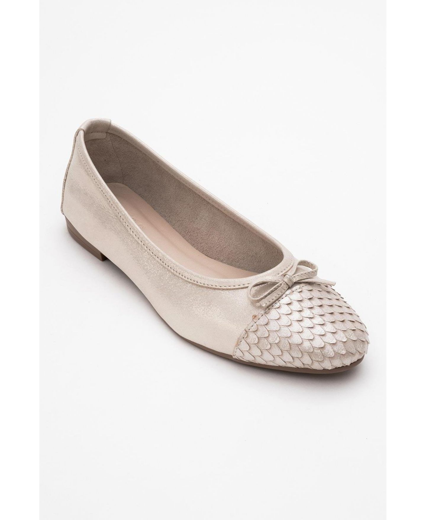 Женские кожаные балетки Forever & Always Shoes Copos с бантом и закрытым носом, цвет: Бежевый — фото 1